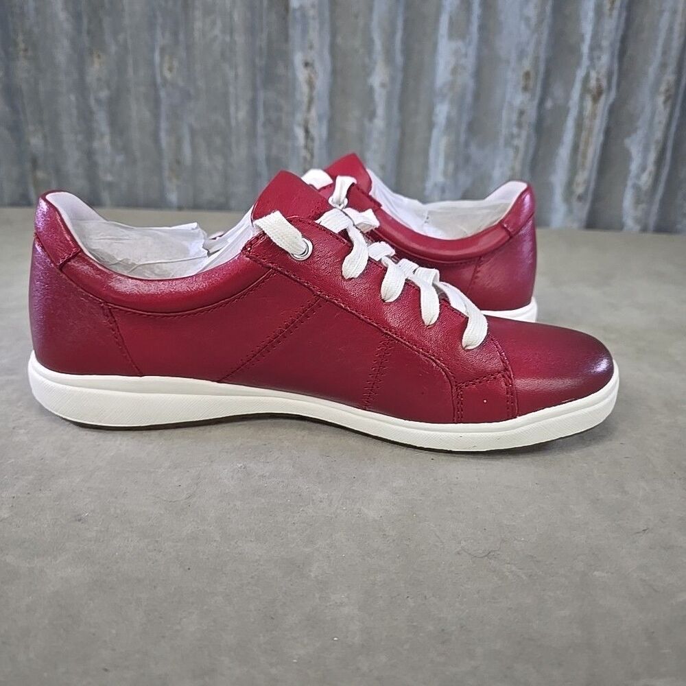 Josef Seibel Caren 01 Red Leather Sneakers Casual Shoes Sz 38 US 7.5 NIB - Picture 5 of 10